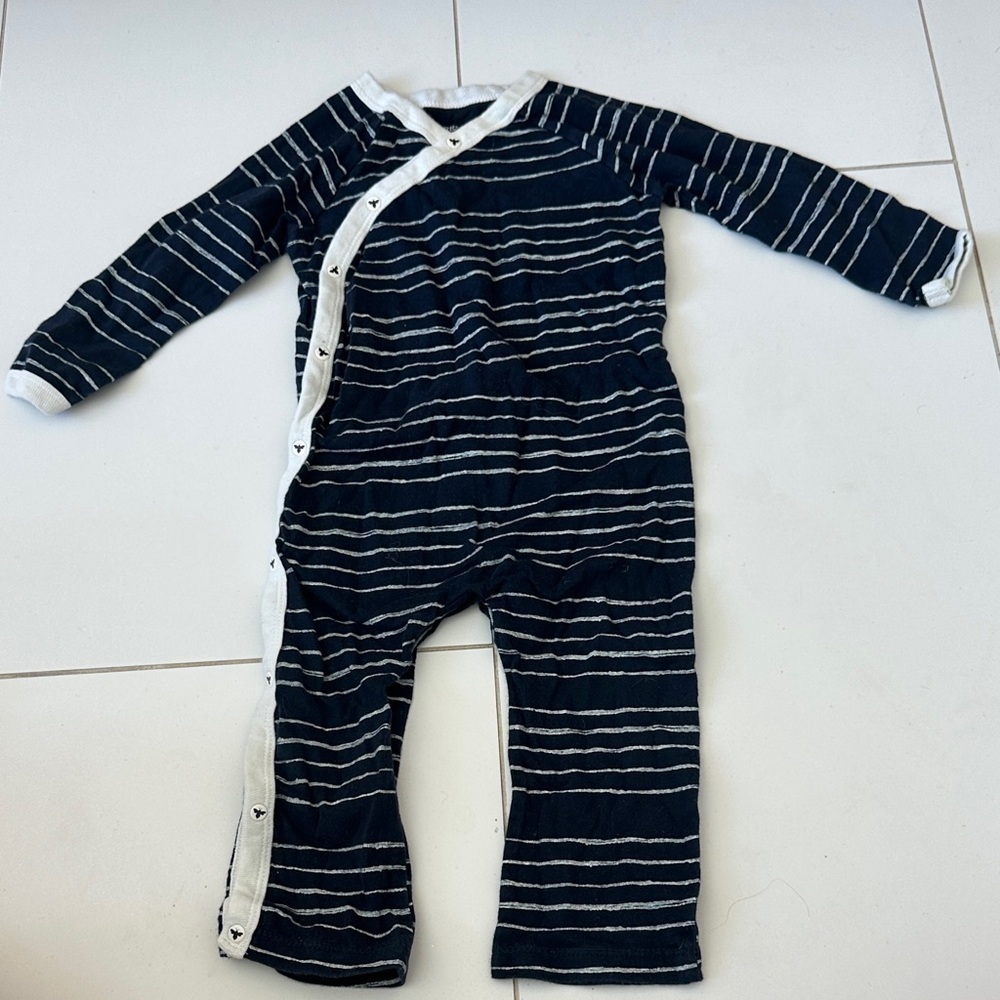 Burt's Bees Baby Navy and White Striped Onesie 6/9m